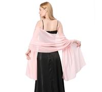 Makroyl Women Sheer Chiffon Shawls Wraps For Evening Dresses Party Lightweight Bridal Wedding Scarf Capes Soft Stole Cover Up (Light Pink)