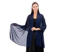 Makroyl Women Sheer Chiffon Shawls Wraps For Evening Dresses Party Lightweight Bridal Wedding Scarf Capes Soft Stole Cover Up (Navy)