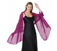 Makroyl Women Sheer Chiffon Shawls Wraps For Evening Dresses Party Lightweight Bridal Wedding Scarf Capes Soft Stole Cover Up (Plum)