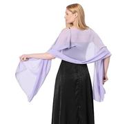 Makroyl Women Sheer Chiffon Shawls Wraps For Evening Dresses Party Lightweight Bridal Wedding Scarf Capes Soft Stole Cover Up (Light Purple)