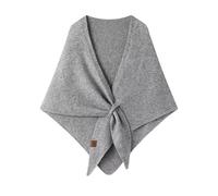 Makroyl Women's Pashmina Shawl Wraps Open Front Poncho Cape Knitted Shawls Cashmere Feel Shoulder Top Sweater Shawls Multifunctional Triangle Scarf (Light-Grey)