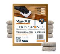 MāKRS Stain Sponge, 10-Pack Staining Pads, Lint, Snag and Streak-Free Applicator Sponges, Micro-Brush Material Over Foam Core, for Wood Stains and All Finishes, Easy to Use with Consistent Application