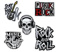 makstore 5 Pack Rock Slogan Iron-On & Sew-On Patches | Vintage Punk Band Style Embroidered Patch for Jackets, Bags, Denim | Washable DIY Clothing Accessories