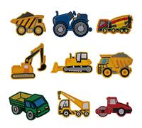 MAKSTORE 9pcs Patches for Kids, Iron on/Sew on DIY Patch, Engineering Car Embroidered Appliqué for Jacke Jean Shirt Bag (Engineering)