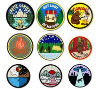 makstore 9PCS Round Patches Kit, Iron on Sew on Camp Adventure Patch for Backpacks, Bags, Clothing
