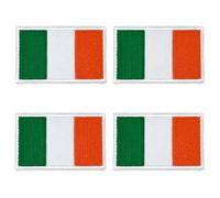 makstore Irish Flag Patch 8x5 cm - Ireland Patches Hook and Loop Backing - Embroidered Shamrock Green White Orange - Iron On/Sew On Morale Patch for Jackets, Bags, Hats (4)