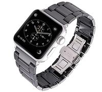 MaKTech Ceramic iWatch Band,Concave-Convex Tessellation Link Strap,Compatible with Apple Watch Series 11/10/9/8/7,Ultra 3/2/1,SE 3/2/1 [2025] (46mm/45mm/44mm/49mm,Black)