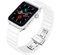 MaKTech Ceramic Link Bracelet Band Compatible with Apple Watch Series 11/10/9/8/7,Ultra 3/2/1,SE 3/2/1 [2025] (46mm/45mm/44mm/49mm,White)