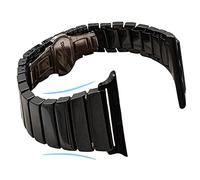 MaKTech Ceramic Wristband Replacement for Apple Watch band,Slim Link Bracelet Band Compatible with Apple Watch Series 11/10/9/8/7,SE 3/2/1 [2025] (42mm/41mm/40mm,Black)