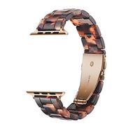 MaKTech Resin LightWeight Band with Steel Clasp Compatible with Apple Watch Series 11/10/9/8/7,Ultra 3/2/1,SE 3/2/1 [2025] (46mm/45mm/44mm/49mm,Tortoise Tone)