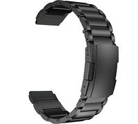 MaKTech Titanium band,20mm Light Weight One-Piece Metal Link Bracelet,for Samsung Galaxy Watch 3 41mm,Huawei Watch 2/GT 2 42mm/GT 3 42mm,Honor ES,Amazfitt/Withings/h/Pebble/Moto (Black)