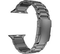 MaKTech Titanium Band,Five-Piece Link Metal Bracelet with Tortoise Buckle,Compatible with Apple Watch 10/9/Ultra 2/SE/8/7[2024] (42mm/41mm/40mm,Space Gray)