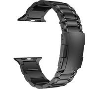 MaKTech Titanium Band,Five-Piece Link Metal Bracelet with Tortoise Buckle,Compatible with Apple Watch 10/9/Ultra 2/SE/8/7[2024] (42mm/41mm/40mm,Black)