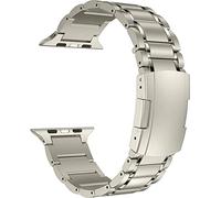 MaKTech Titanium Band,Five-Piece Link Metal Bracelet with Tortoise Buckle,Compatible with Apple Watch 10/9/Ultra 2/SE/8/7[2024] (42mm/41mm/40mm,Titanium)