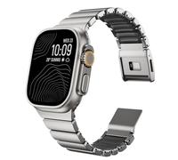 MaKTech Titanium Band for Apple Watch - DLC-Coated Metal Strap with Silicone Lining,Magnetic Clasp Bracelet for iWatch Series 11/10/9/8/7, Ultra 3/2, SE 3/2 [2025] (46mm/45/44/49mm,Titanium/Black)