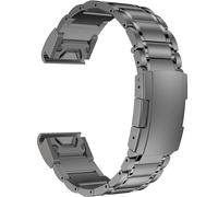 MaKTech Titanium Band for Garmin,22mm Five-Piece Metal Bracelet Strap with Quick Release Connector,Tortoise Buckle,for Garmin Fenix 8 47mm/7/7 Pro/6/6 Pro/5/5 Plus Smartwatch (Gray)