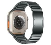 MaKTech Titanium Watch Bracelet Band,Light-Weight Metal Rounded Corner Link Strap with Embedded Buckle,for Apple Watch Series 11/10/9/8/7,Ultra 3/2/1,SE 3/2/1 [2025] (46mm/45mm/44mm/49mm,Gray)