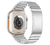 MaKTech Titanium Watch Bracelet Band,Light-Weight Metal Rounded Corner Link Strap with Embedded Buckle,for Apple Watch Series 11/10/9/8/7,SE 3/2/1 [2025] (42mm/41mm/40mm,Silver)