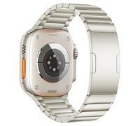 MaKTech Titanium Watch Bracelet Band,Light-Weight Metal Rounded Corner Link Strap with Embedded Buckle,for Apple Watch Series 11/10/9/8/7,Ultra 3/2/1,SE 3/2/1 [2025] (46mm/45mm/44mm/49mm,Titanium)