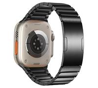 MaKTech Titanium Watch Bracelet Band,Light-Weight Metal Rounded Corner Link Strap with Embedded Buckle,for Apple Watch Series 11/10/9/8/7,Ultra 3/2/1,SE 3/2/1 [2025] (46mm/45mm/44mm/49mm,Black)