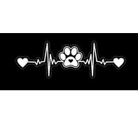 MAKTEM Paw Print Heartbeat Vinyl Car Decal, Heartbeat Pulse Sticker for Pet Lover, Dog on board, Paws on Board for Window, Bumper, Side, Trunk (White)