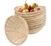 MAKTSAM 10 PCS 18x14 cm Bamboo Bread Basket, Oval Bamboo Wicker Basket, Practical Bread Baskets Woven for Food Storage
