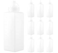 MAKTSAM 10 Pcs 34oz/1000ml Plastic Sauce Bottles, Refillable Squeeze Condiment Bottle with Nozzle and Measurements, Transparent Sauce Bottles for Sauces Ketchup Salad