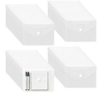 MAKTSAM 100 PCS A6 Clear Plastic Wallets with Press Stud, 16 x 11.5cm Document Folders for Office Paperwork Organization