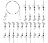 MAKTSAM 15 PCS 2m x Φ1.5mm Rail Moulding Hook and Wire, 40 KG Stainless Steel Picture Hanging Wire Kit, Picture Rail Hooks and Wire with Adjustable Hook for Hanging Art Picture Rail Molding