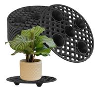 MAKTSAM 15 PCS 8 Inch Heavy Duty Plant Stand - Round Plastic Pot Elevator Plant Risers for Indoor Outdoor Use, Prevents Rot Protects Floor (Black)