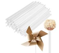 MAKTSAM 150 PCS 20cm Acrylic Lollipop Sticks, 3mm Diameter Clear Acrylic Cake Pops, Solid Round Dowel Rods for Crafting, DIY, Lollipop Making 8 inch