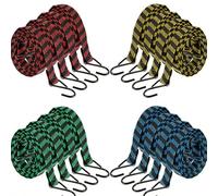 MAKTSAM 16 PCS Bungee Cords with Hooks, 2m/6.6ft Elastic Heavy Duty Straps Luggage Bungee Straps for Tarps, Camping Gear, Bike, Car Roof Rack (4 Assorted Colour)