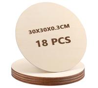 MAKTSAM 18 PCS 12 Inch Round Wooden Circles, 30cm Unfinished Wooden Discs, Blank Round Wood Boards for Painting Carving DIY Project