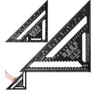 MAKTSAM 2 PCS Rafter Square Metric, 12 Inch and 7 Inch Aluminum Alloy Thickened 90 Degree Triangle Ruler, Woodworking Speed Square Carpenter for Woodworking