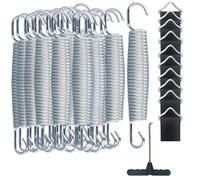 MAKTSAM 20 Pack Trampoline Springs for 8ft/10ft/12ft/14ft, 5.5 Inch Trampoline Mat Springs with 10 PCS T Hook, Trampoline Spring Tool Hook Replacement Parts for Outdoor Trampoline Fixing