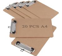 MAKTSAM 20 PCS A4 Clipboard Bulk, Hardboard Clip Boards with Hanging Hook and Stable Metal Clip, Brown Clipboard Folders for Office, Restaurant, Home