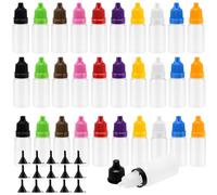 MAKTSAM 220 PCS 10 ml Empty Dropper Bottles, 10 Colors Lid Transparent Squeezable Bottles with Funnels, Plastic Mini Rotating Cap Dropper Bottle for filling Solvents, Essence, Eye Drops