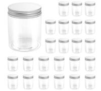 MAKTSAM 24PCS 250 ML Clear Plastic Storage Jars, 8OZ Refillable and Leakproof Plastic Jars with Silver Aluminum Lids, Slime Containers Jars for Spice, Creams, Lotions