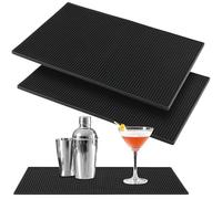 MAKTSAM 3 PCS 45x30cm Bar Mat, 18 x 12 Inch Black Rubber Bar Service Spill Mat, Coffee Drying Mats for Cocktail, Bartender, Counter Top