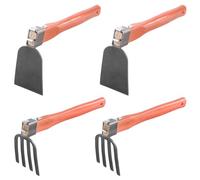 MAKTSAM 4 PCS 15 Inch Garden Digging Hoe and Garden Cultivator Rake, Garden Tool Hoes with Wooden Handle for Loosening Soil, Weeding
