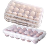 MAKTSAM 4 PCS 72 Eggs Covered Egg Holders, 18 Grid Stackable Clear Plastic Fridge Egg Tray with Lids, Deviled Eggs Tray Carrier Holders for Fridge