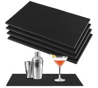 MAKTSAM 5 PCS 45x30cm Bar Mat, 18 x 12 Inch Black Rubber Bar Service Spill Mat, Coffee Drying Mats for Cocktail, Bartender, Counter Top