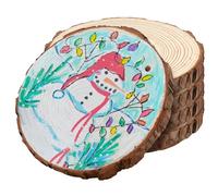 MAKTSAM 5PCS 20-25cm Natural Wood Slices for Crafts, 2cm Thick Rustic Wooden Discs with Tree Bark, Round Log Wood Circles for Crafts Making, Decoration, Painting