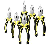 MAKTSAM 6 PCS Pliers Set with Inch Wire Cutters, 6 Inch Diagonal Cutting Plier and 6 Inch Long Nose Pliers, 8 Inch Combination Pliers with Anti-Slip Grip for Basic Repair and DIY Projects