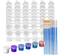 MAKTSAM 900 Pots 150 Strips 3ml Paint Pots with 40 PCS Paint Brushes Set, Mini Empty Paint Cups, Mini Paint Container Strips Storage with Lids for Paintings Organizing