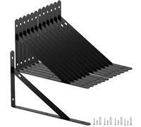 MAKTSAM Set of 12 Heavy Duty Shelf Brackets, 10 Inch Wall Mounted Triangle Shelving Brackets with Mounting Hardware, Black Right Angle Shelf Support