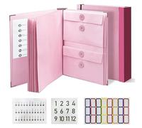 MAKUANG Document Organizer,Folio Folders with Pockets,File Organizer for Paper,Important Documents, Expanding File Folder Accordion Organizer for Office and School,in Case I Go Missing Binder(Pink)