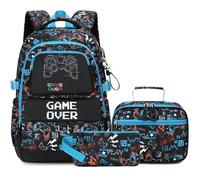 Makukke Kids School Backpacks Set for Boys, Gamer School Bag Teens with Lunch Box Pencil Case for Elementary Middle Student