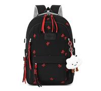 Makukke School Backpack for Girls, Cute Bowknot Aesthetic Bookbag with Laptop Compartment, Large Capacity College Daypack, Water Resistant Rucksack for Teens, High School (Black)