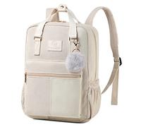 Makukke School Bags for Girls, Backpack Womens Corduroy Book Bags with Laptop Compartment & Anti Theft Casual Daypacks for Primary Junior High University (Beige)